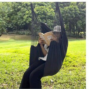 black hammock chair for indoor or outdoor.